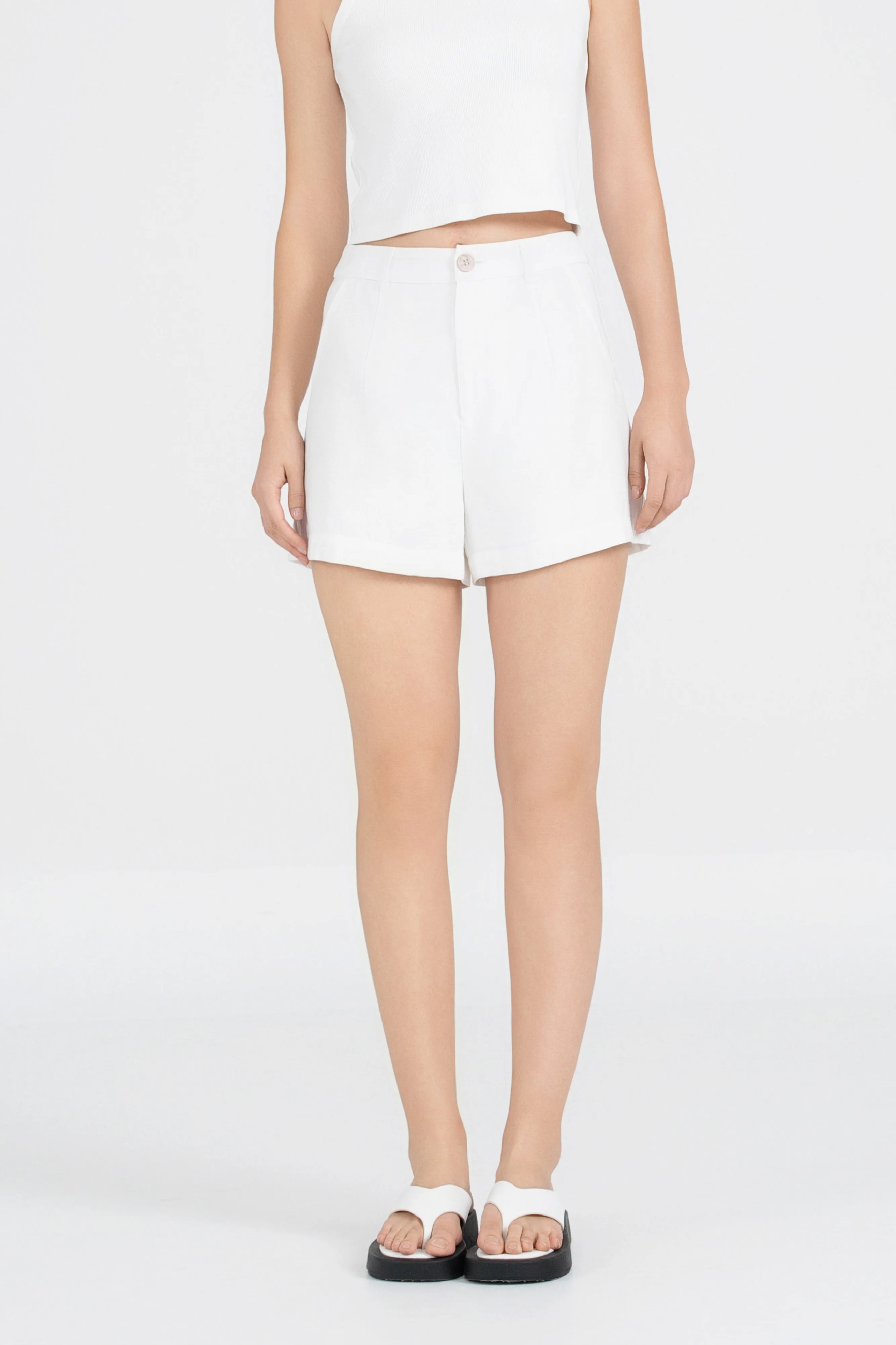 [Backorder] Josie High Waisted Shorts in White