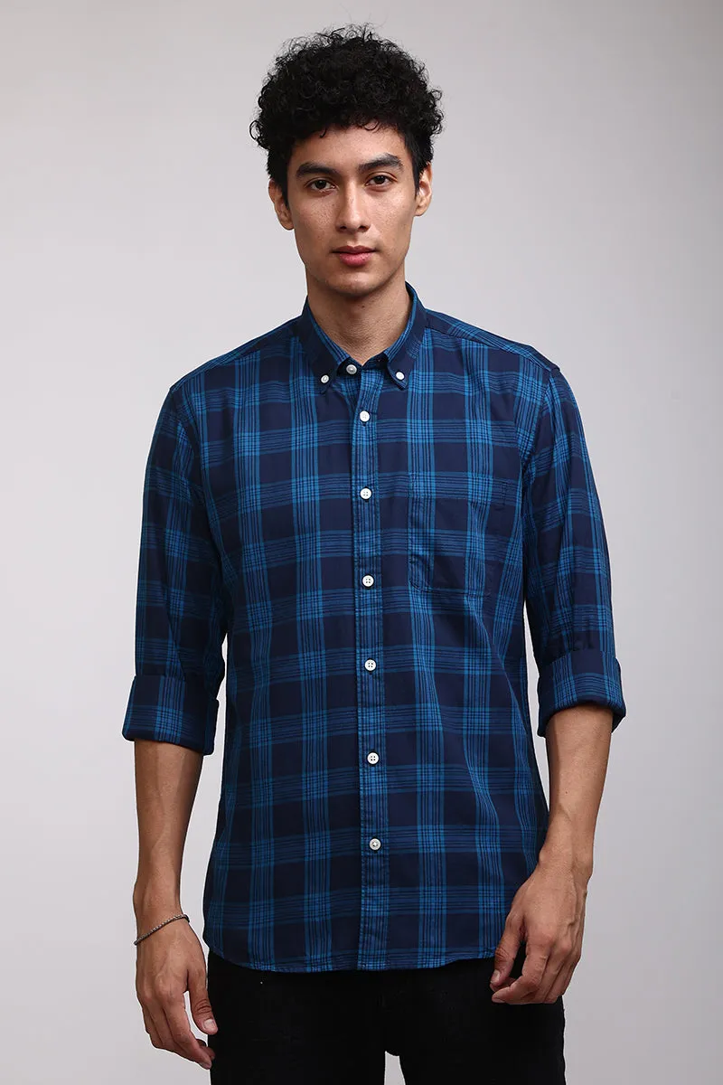 Basic Checks Dark Blue Shirt