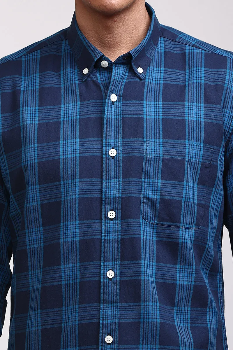 Basic Checks Dark Blue Shirt