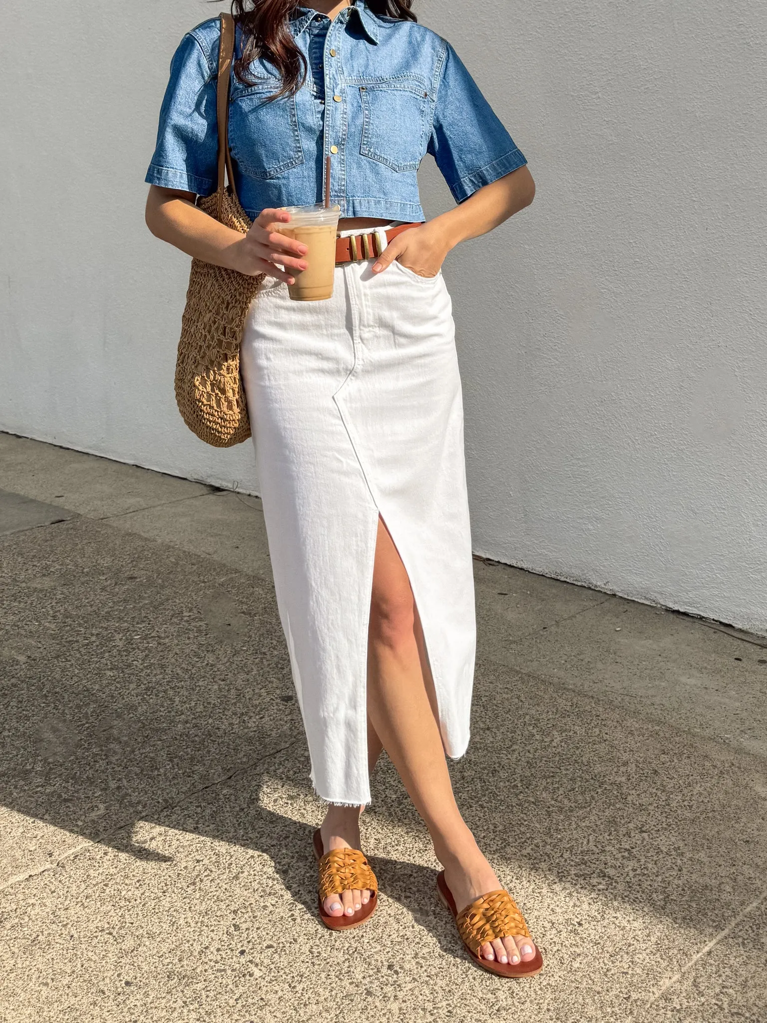 Beverly Hills Denim Midi Skirt - Final Sale