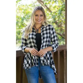 Black and white Plaid Hi-Low Tunic