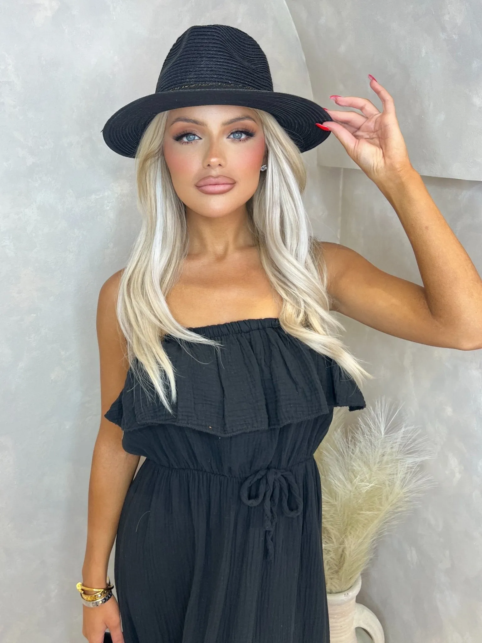 Black Santorini Bardot Maxi Dress