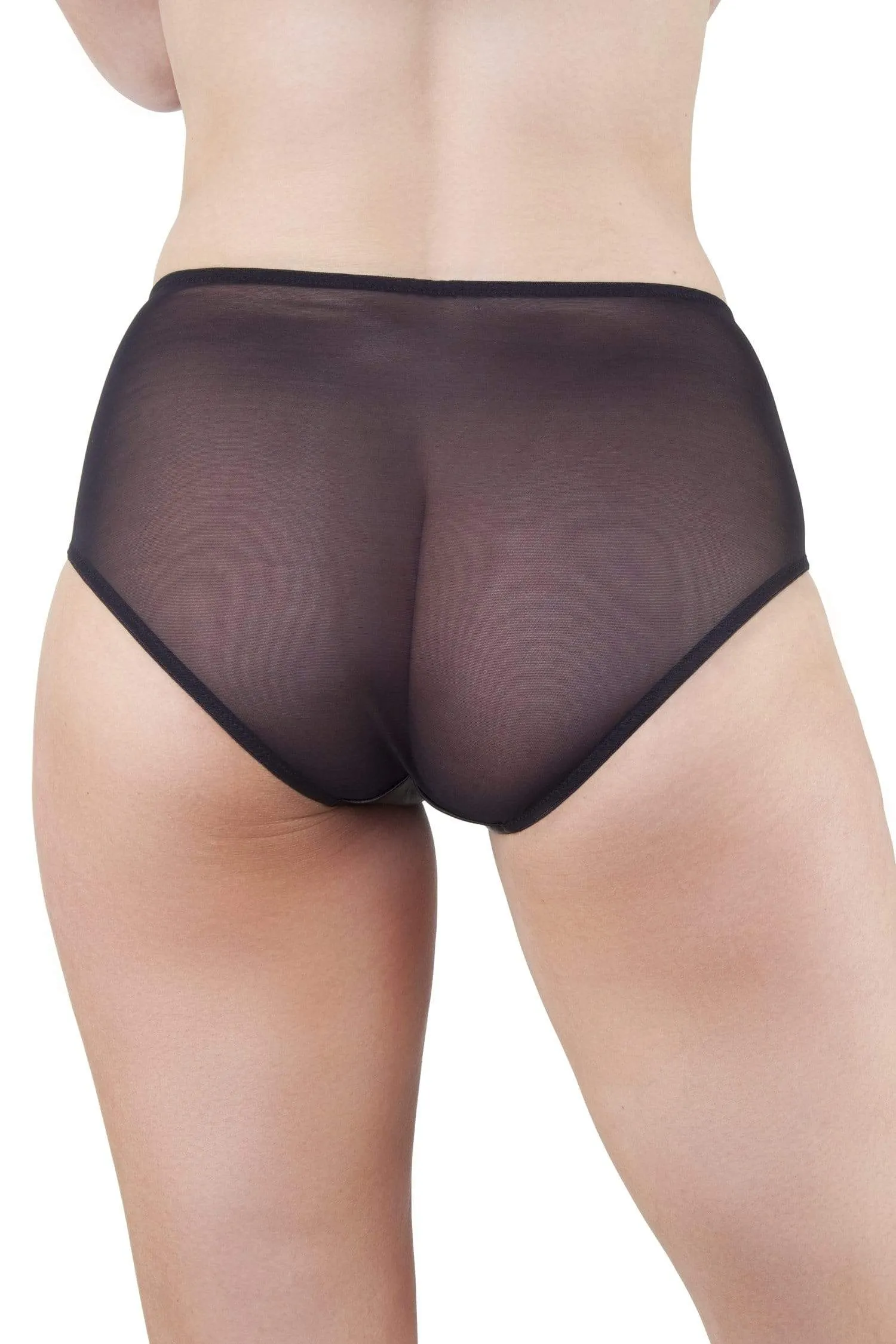 Black/Peach Z Stitch Highwaist Brief