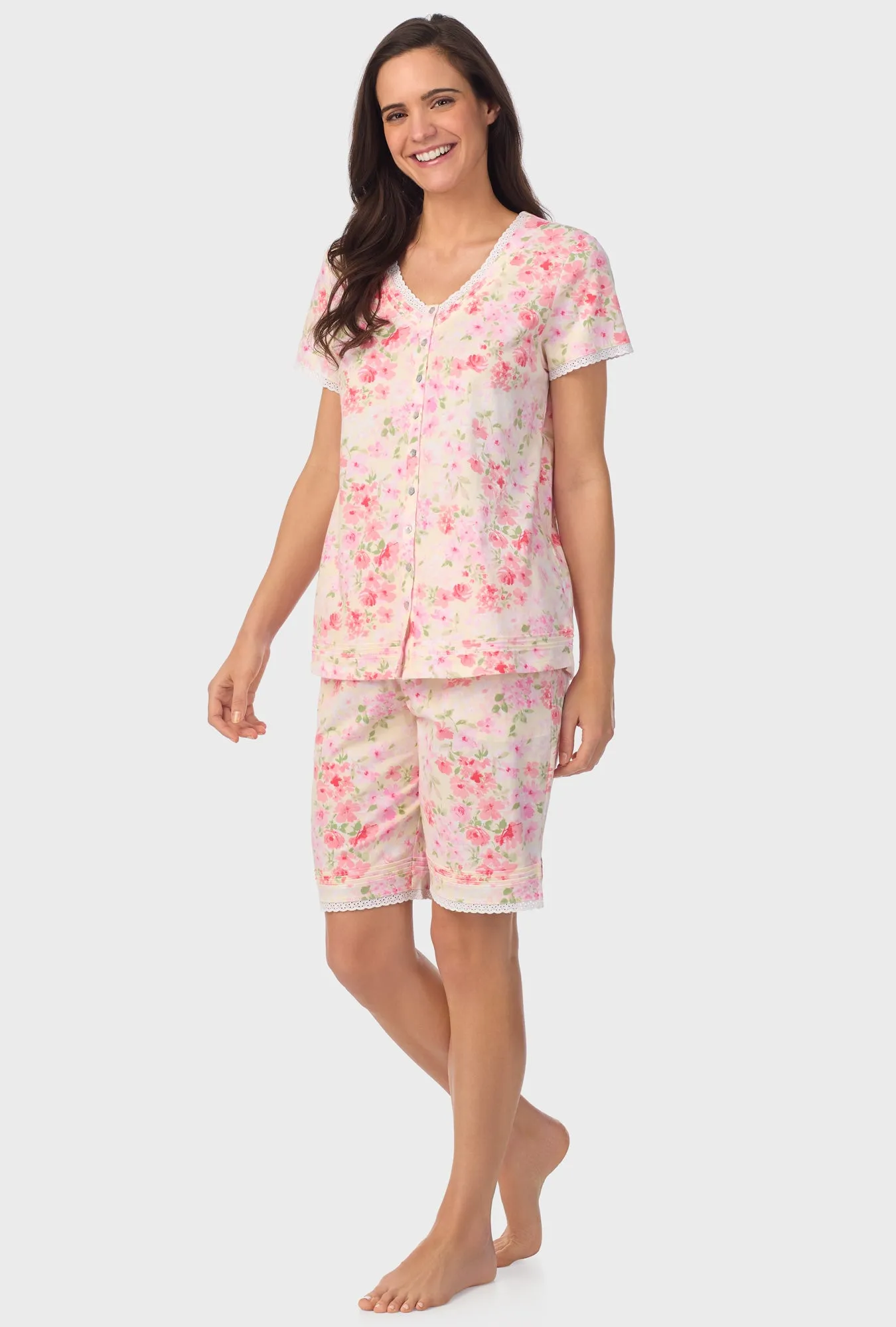 Buttermilk Floral Cap Sleeve Bermuda Pant PJ Set