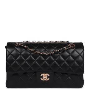 Chanel Medium Classic Double Flap Black Lambskin Rose Gold Hardware