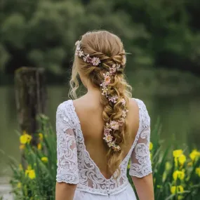 Cherry Blossom Flower Hair Garland Wedding Hair Flowers Head Wreath Flower Crown Cherry Blossoms Pink White Bridal Wreath Fairy Wreath Magaela