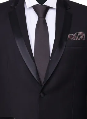 Chokore Black color silk tie & Black and Rose Pink Silk Pocket Square set