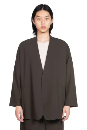 Collarless Short Jacket Black Olive