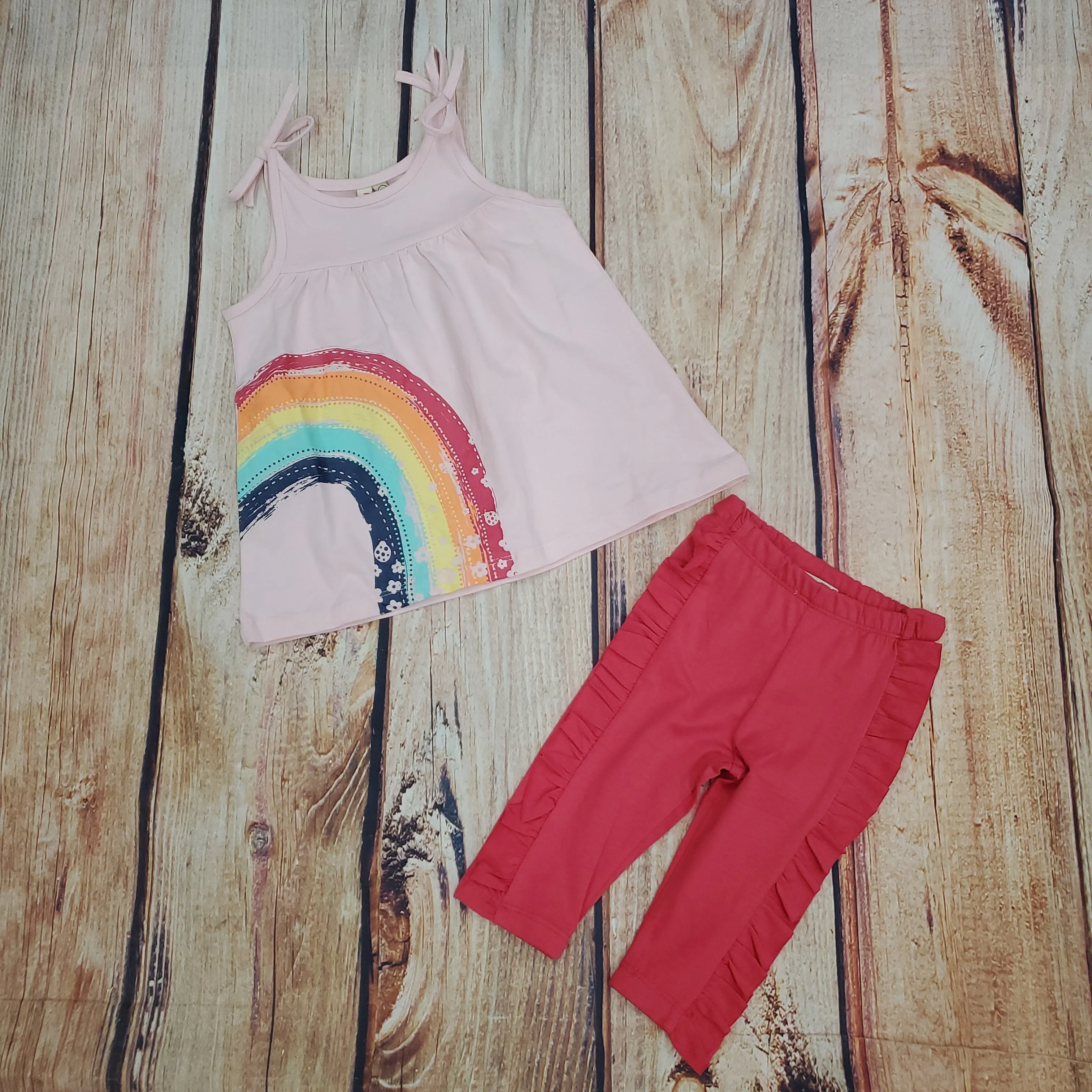 CR Sports Rainbow Tunic With Ruffle Capri