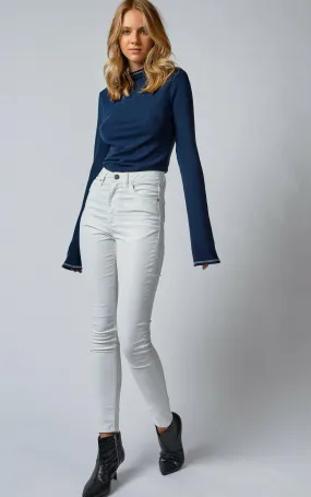 DCD High Waisted Coated White Jeans