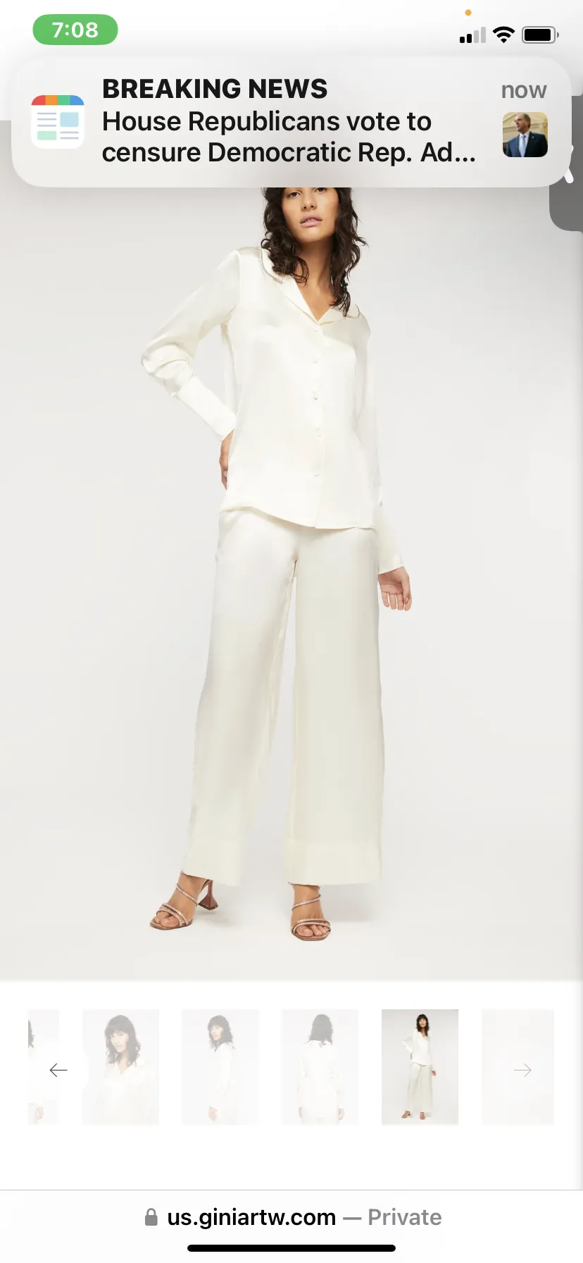 GINIA~ Diamond trim silk pajamas