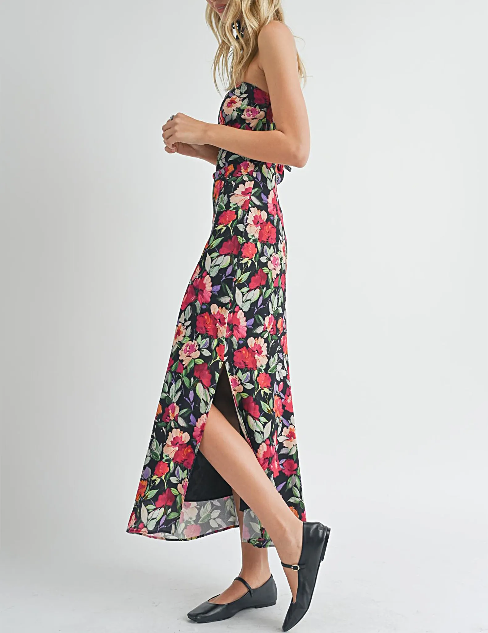 Gracie Painted Floral Strapless Dress