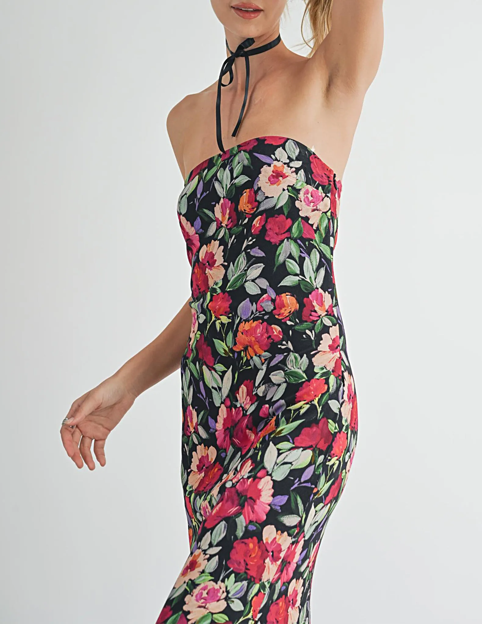 Gracie Painted Floral Strapless Dress