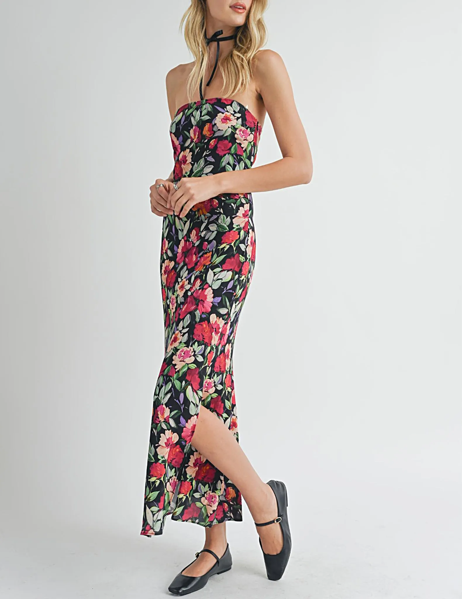 Gracie Painted Floral Strapless Dress