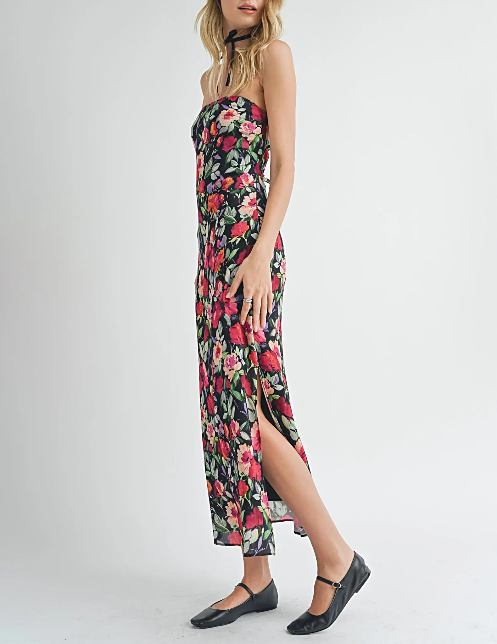 Gracie Painted Floral Strapless Dress