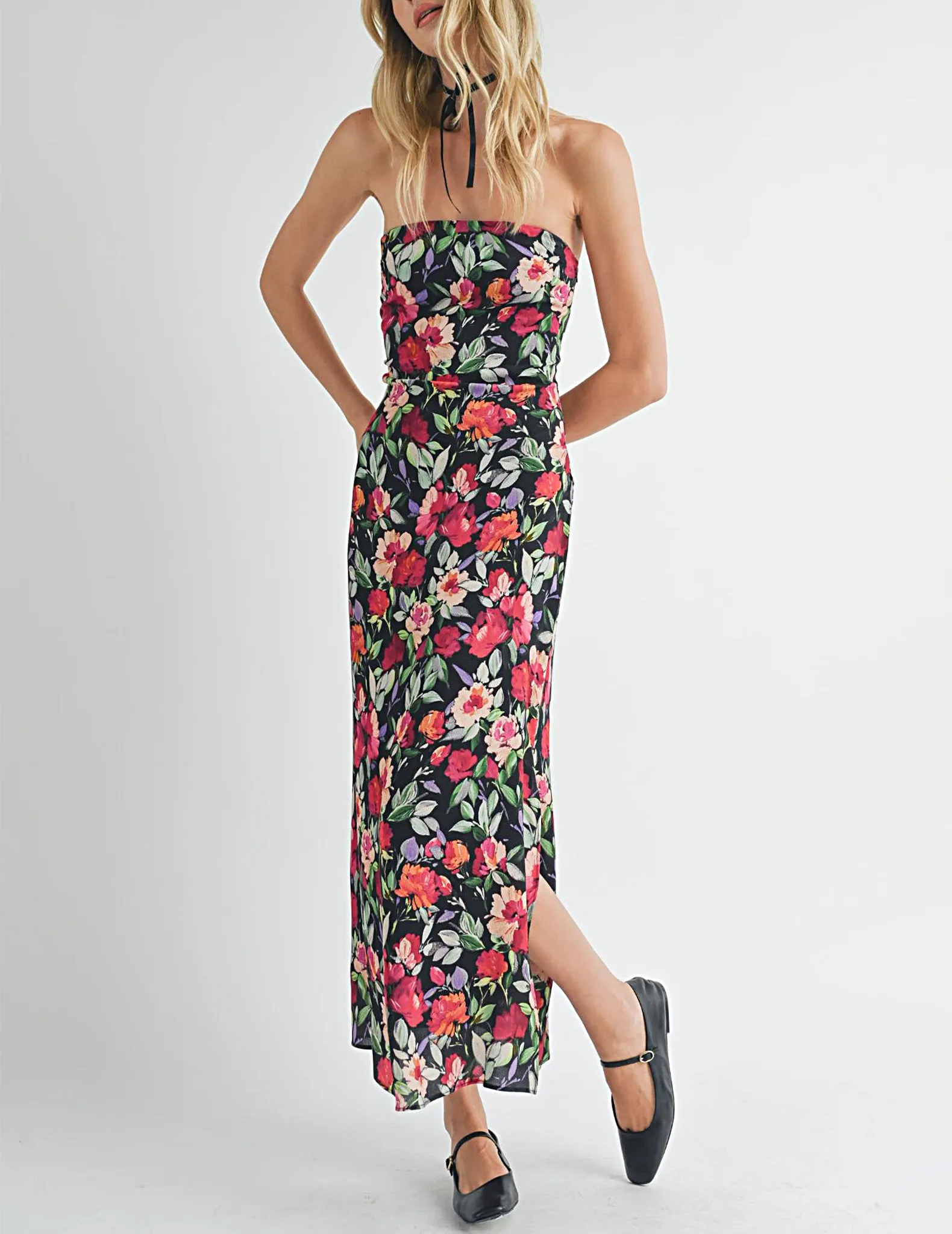 Gracie Painted Floral Strapless Dress