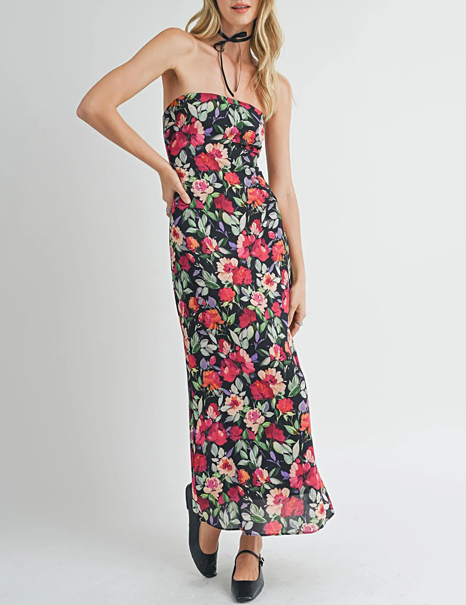 Gracie Painted Floral Strapless Dress