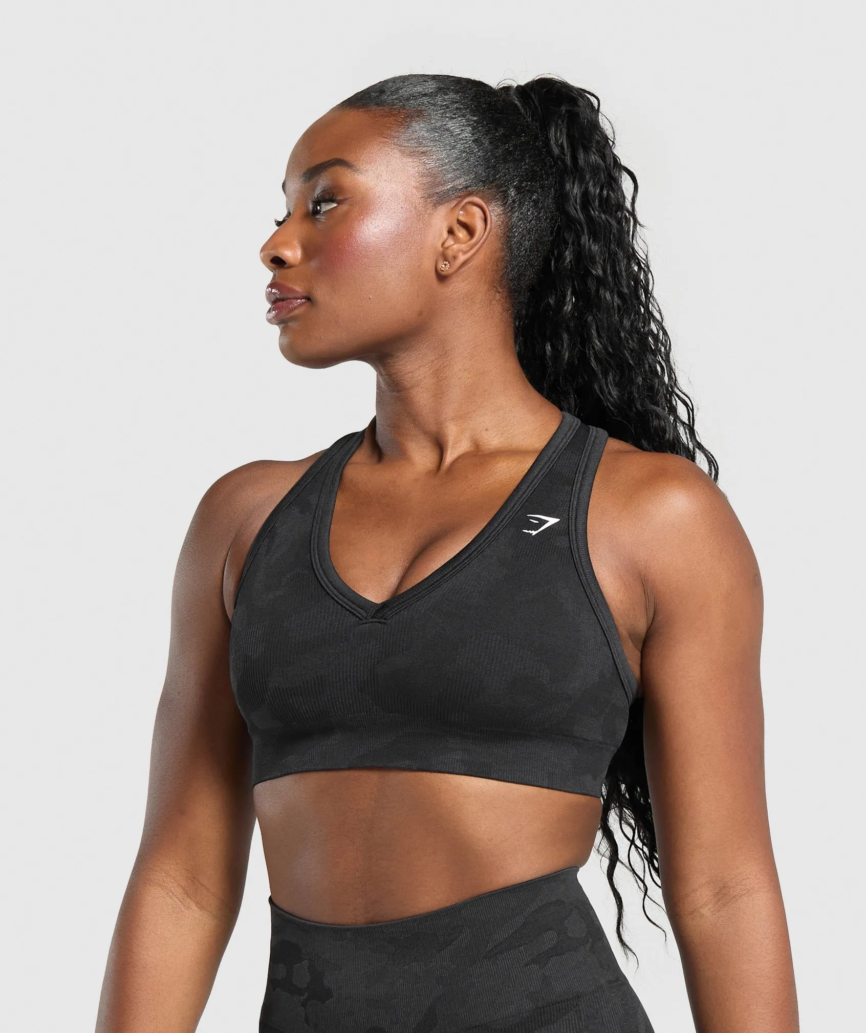 Gymshark Adapt Camo Sports Bra - Black/Asphalt Grey