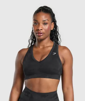 Gymshark Adapt Camo Sports Bra - Black/Asphalt Grey