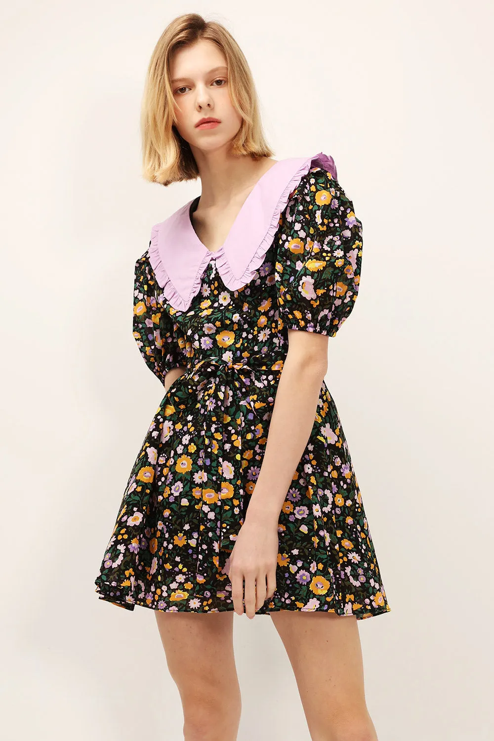 Jamie Contrast Collar Floral Dress