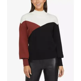 LAUNDRY BY SHELLI SEGAL Colorblock Mock Neck Sweater