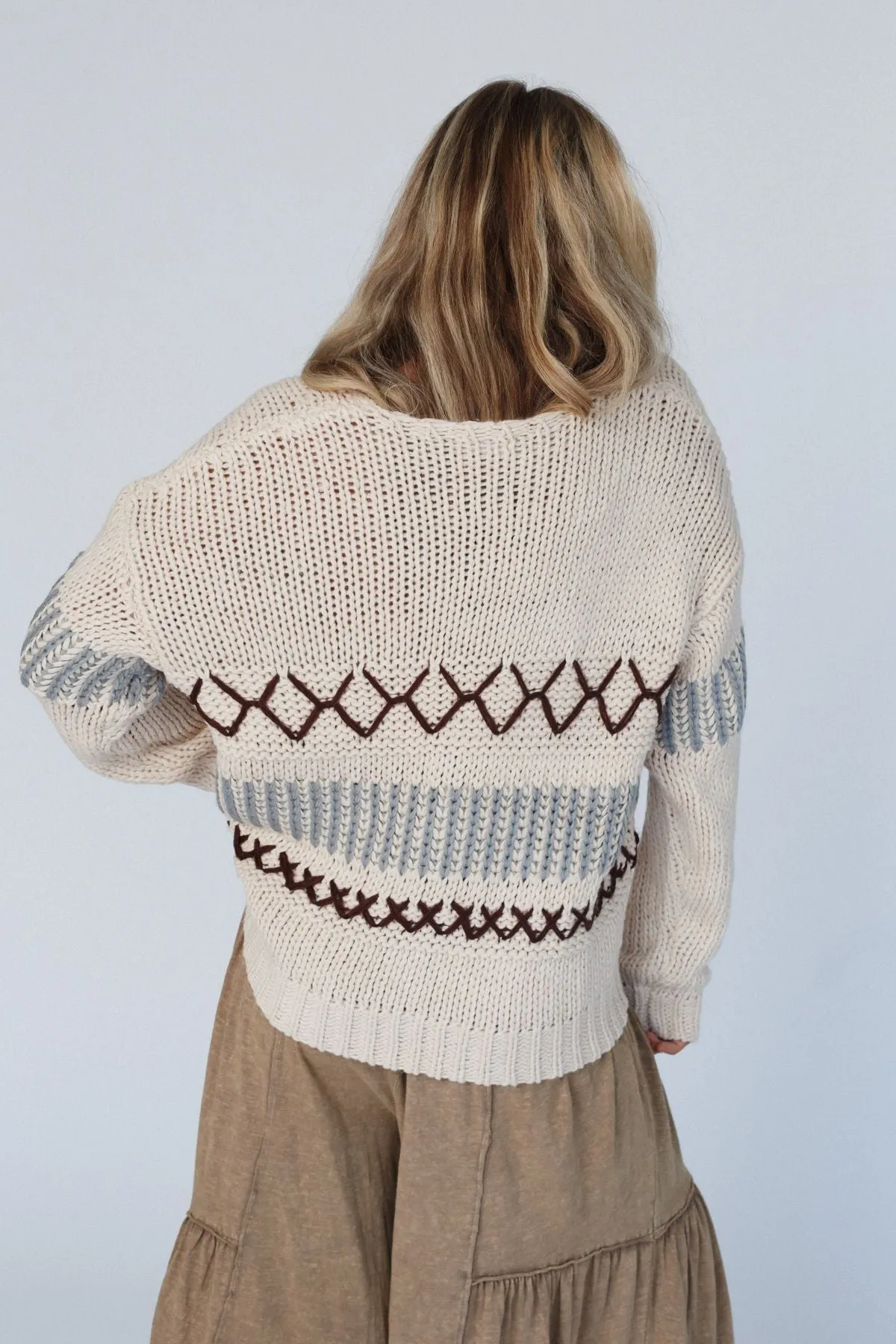 LeAnn V Neck Sweater - Oatmeal