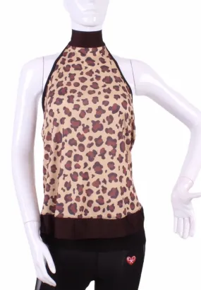 Limited Leopard Halter Top   Brown Trim