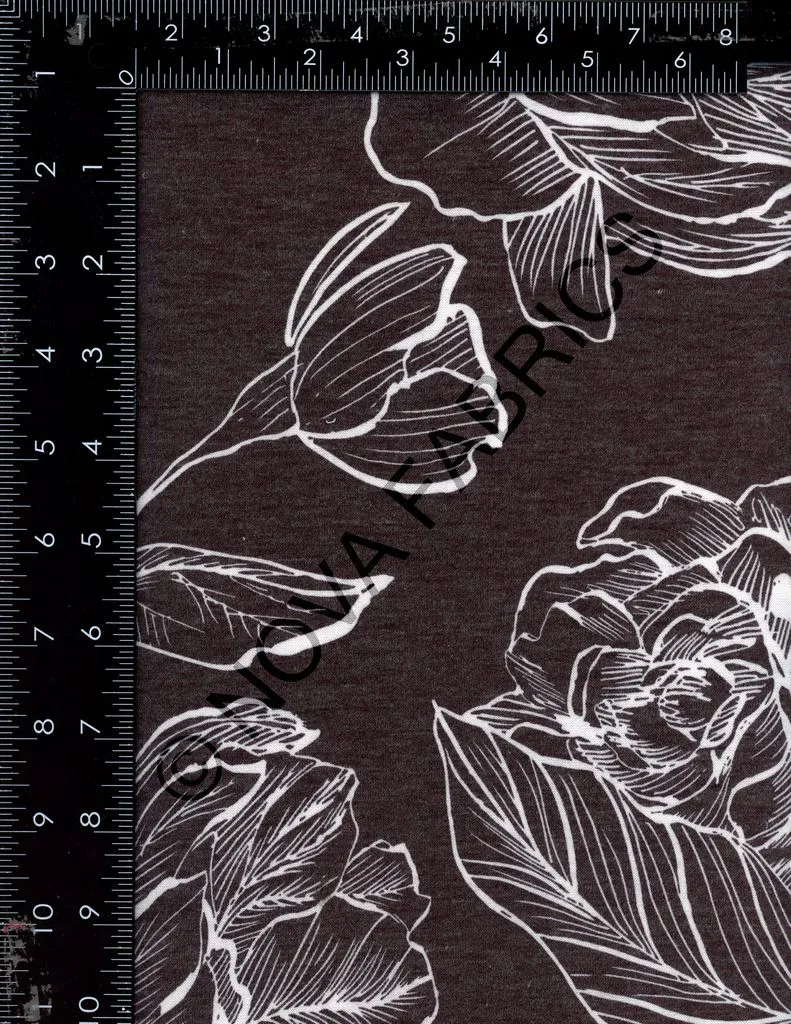 LINEAR FLORAL PRINTED ON FRENCH TERRY [NFF00912B-012]