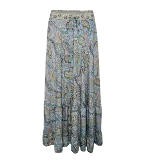 Luna Maxi Frill Skirt Blue Garden - Multi