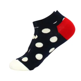 Navy Blue with White Polka Dots Ankle Socks (Adult Medium - Women's Shoe Sizes 5-10)