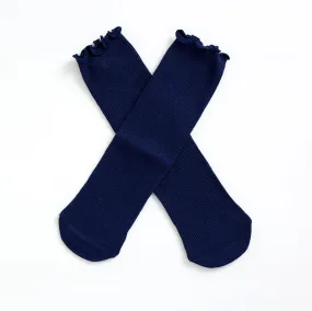 NAVY RUFFLE SOCKS