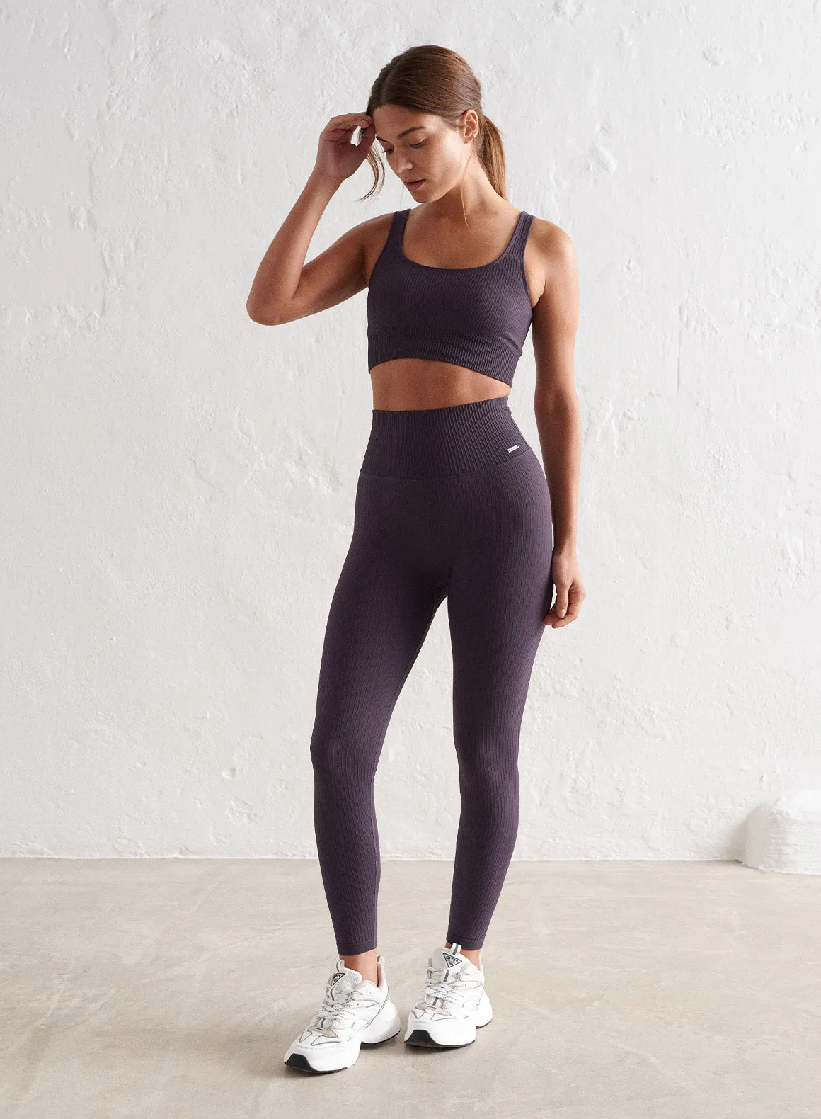 Plum Ribbed Seamless Tights