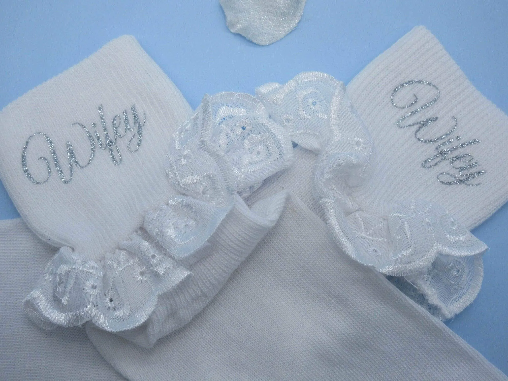 "Wifey" Personalised Bridal Frill Socks,