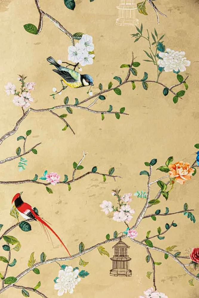 Rockett St George Modern Chinoiserie Antique Gold Wallpaper