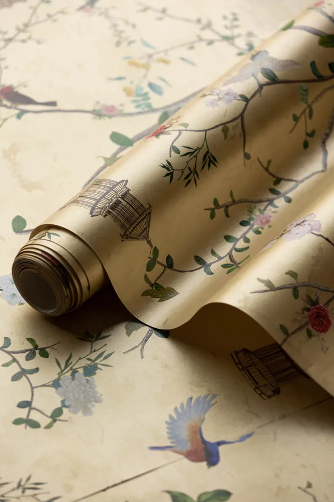 Rockett St George Modern Chinoiserie Antique Gold Wallpaper