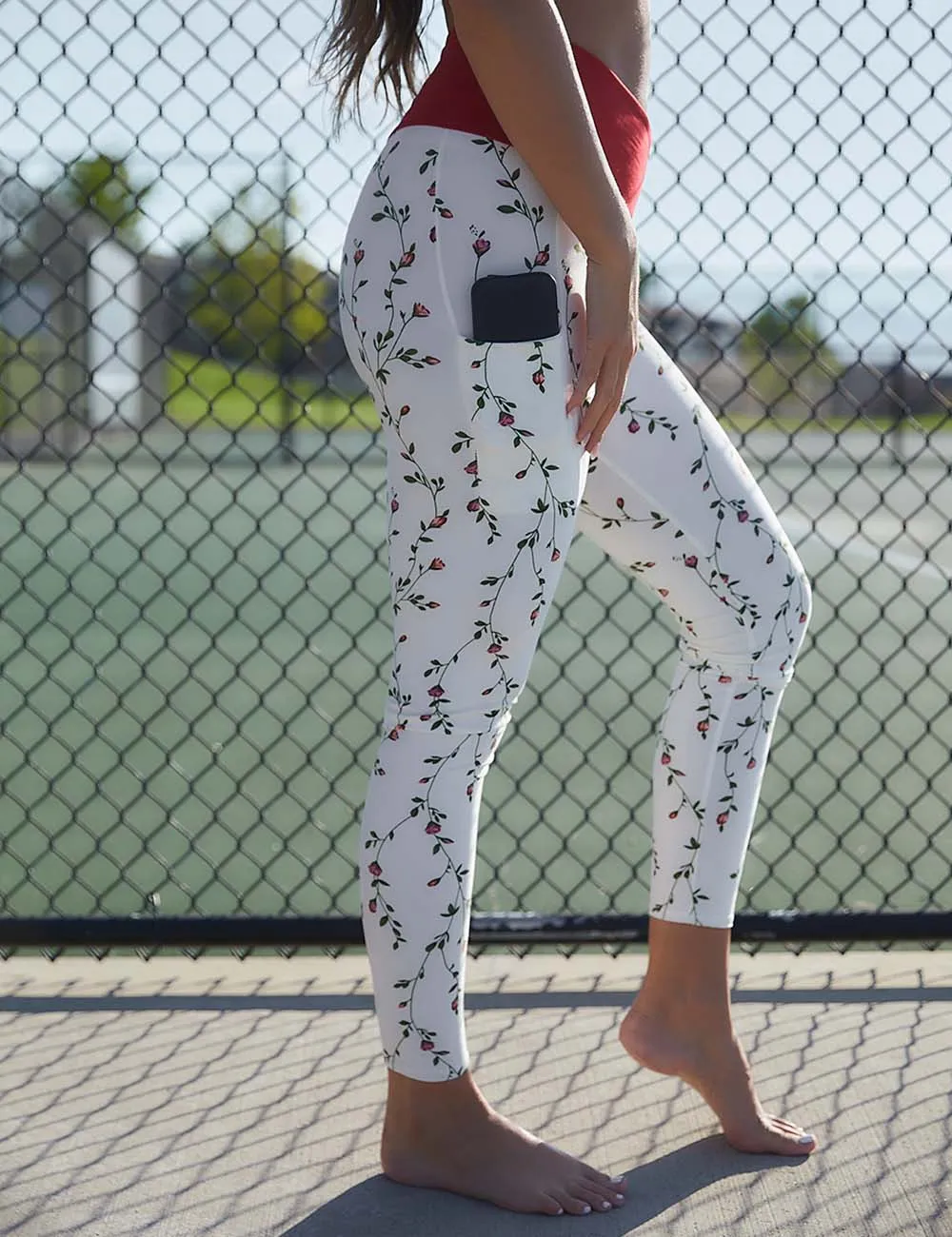 SA Rose Bud Cross Waistband Pocket Leggings