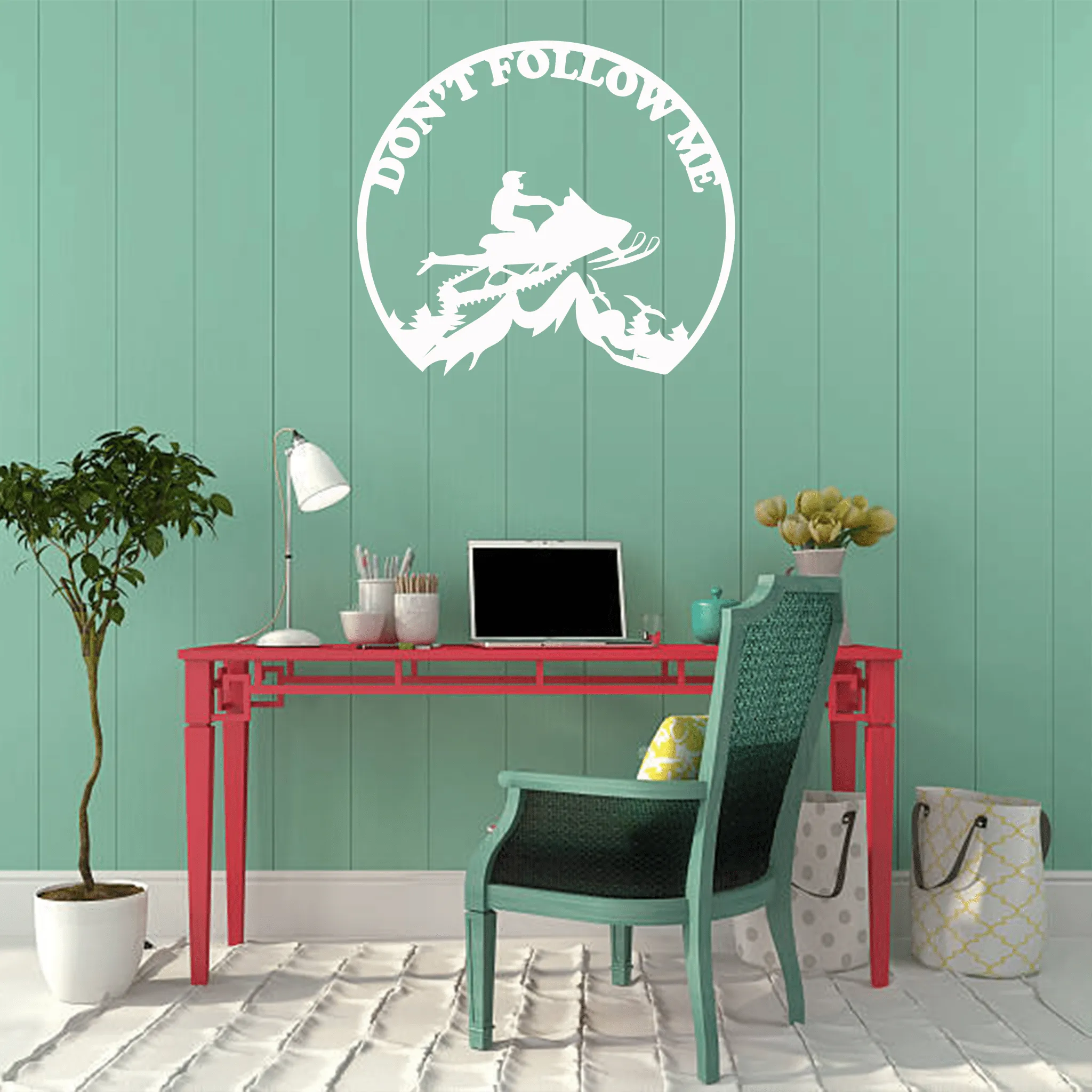 Snowmobiler -Don't Follow Me  - Metal Wall Art