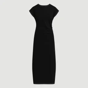 Vela Contrast-Stitch Ruched-Waist Dress (Petite)